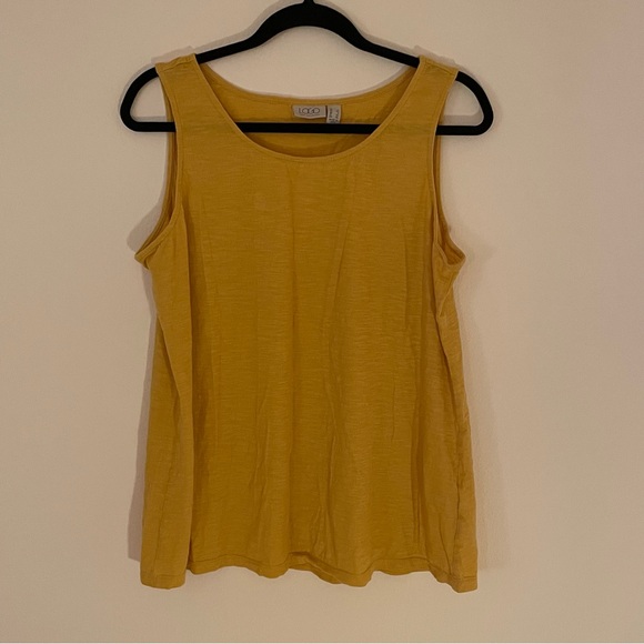 Logo by Lori Goldstein mustard, yellow 100% cotton burnout, tank top size large - Picture 9 of 9